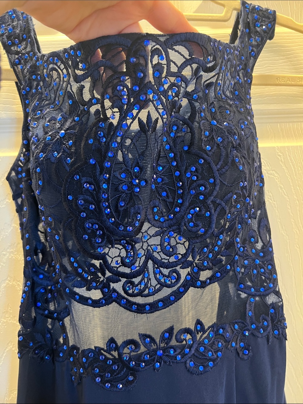 NWOT Dancing Queen Navy Blue Beaded Prom or Wedding Dress